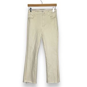 Pistola Cream Vintage Wash Crop Straight High Waist Raw Hem Jeans Size 27